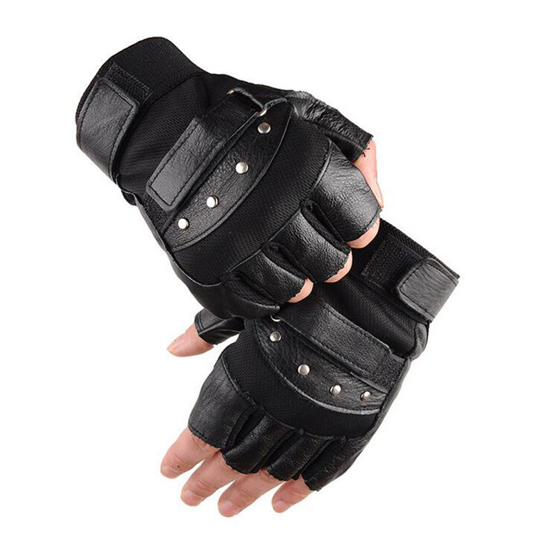 Workout Glove Gym - 남성용 반 손가락 가죽 피트니스 장갑,