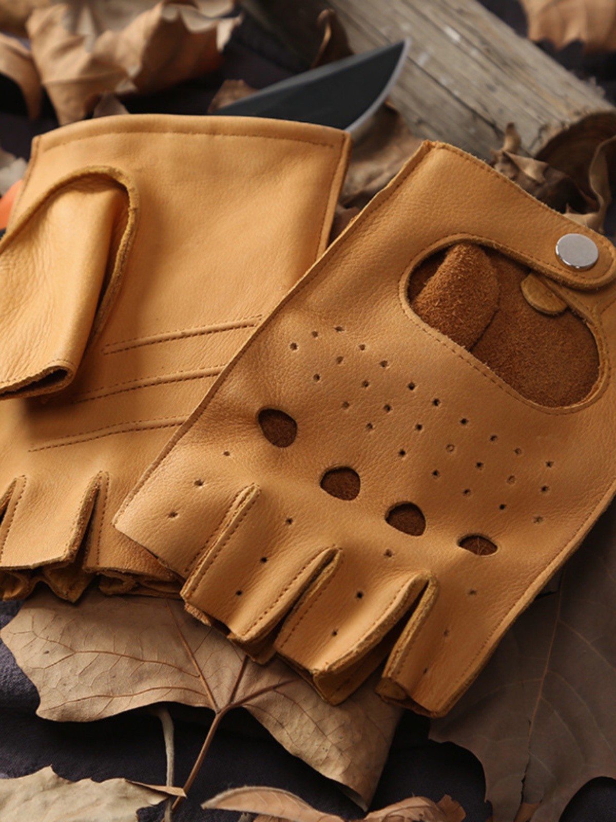 남성용 야외 가죽 장갑 반손가락 통기성 두꺼운 피팅 아 - Leather Driving Glove 리뷰 및 가격
