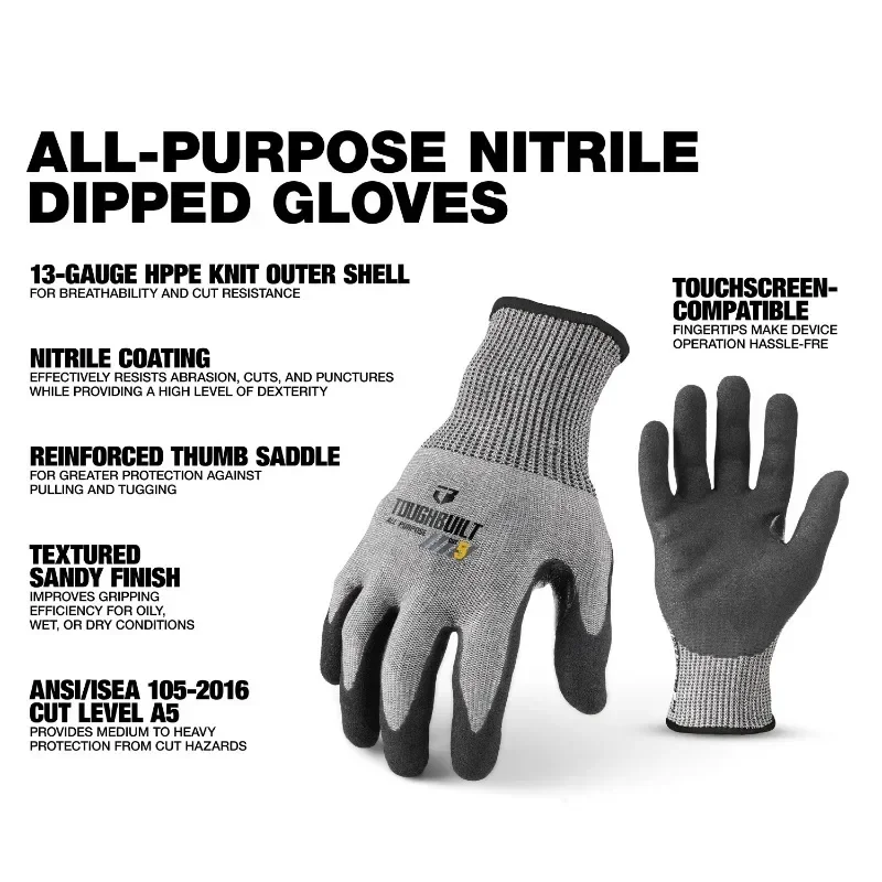 ToughBuilt TB-P2-112-5-L 니트릴 초 - Nitrile Mechanic Glove 리뷰 및 가격